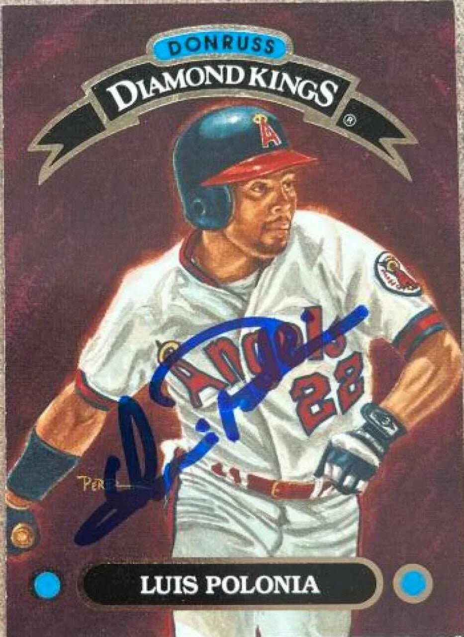 Luis Polonia Signed 1993 Donruss Diamond Kings Baseball Card - California Angels