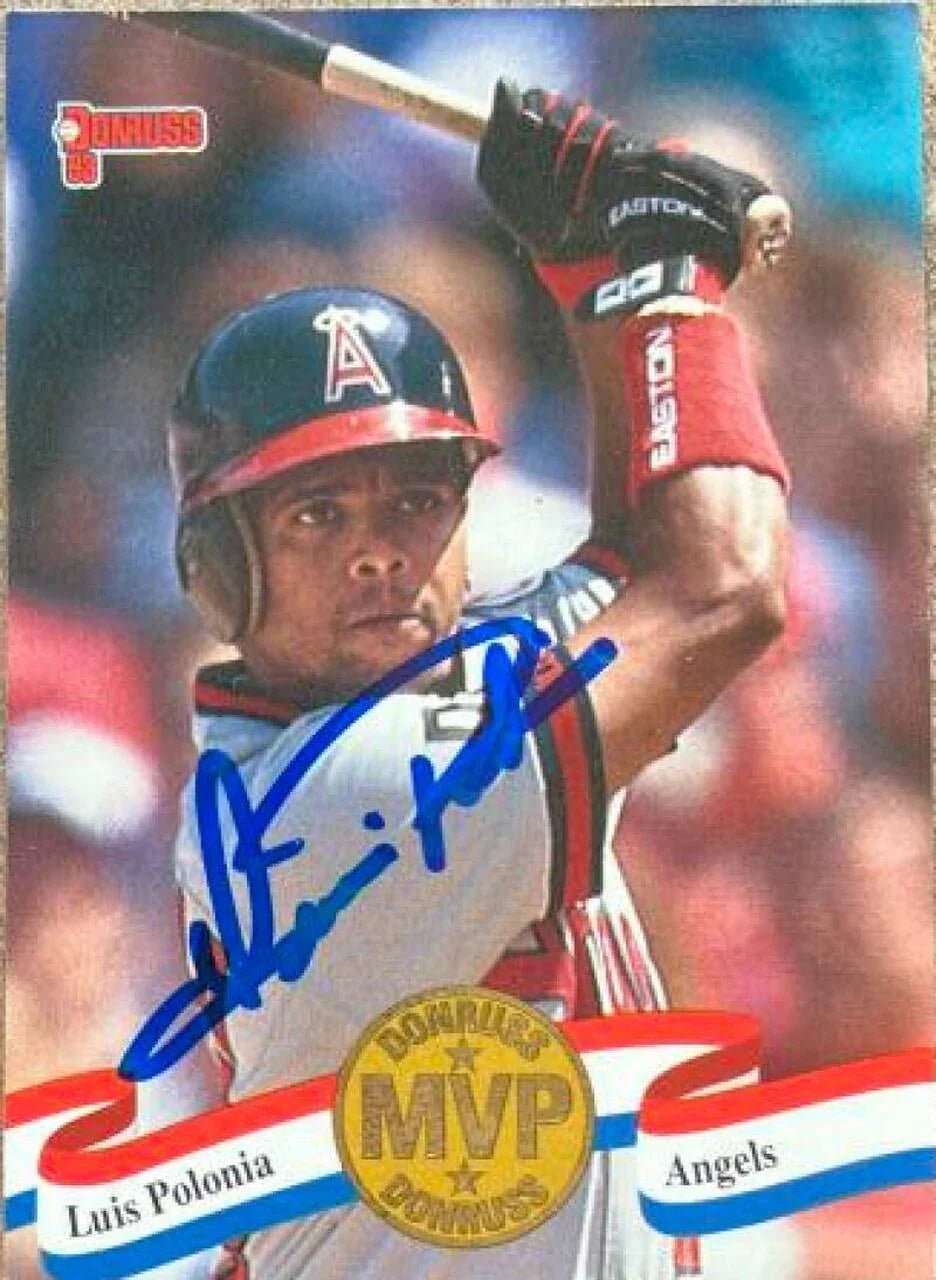 Luis Polonia Signed 1993 Donruss MVPs Baseball Card - California Angels