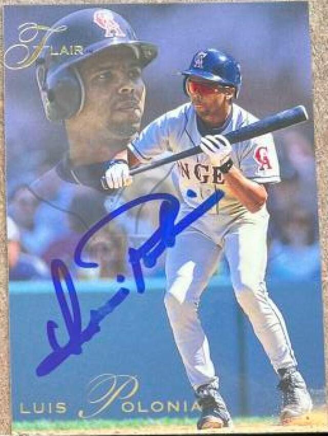 Luis Polonia Signed 1993 Flair Baseball Card - California Angels - PastPros
