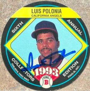 Luis Polonia Signed 1993 King B Discs Baseball Card - California Angels