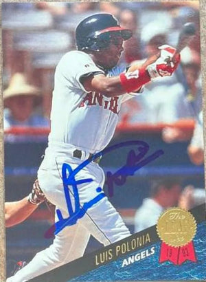 Luis Polonia Signed 1993 Leaf Baseball Card - California Angels