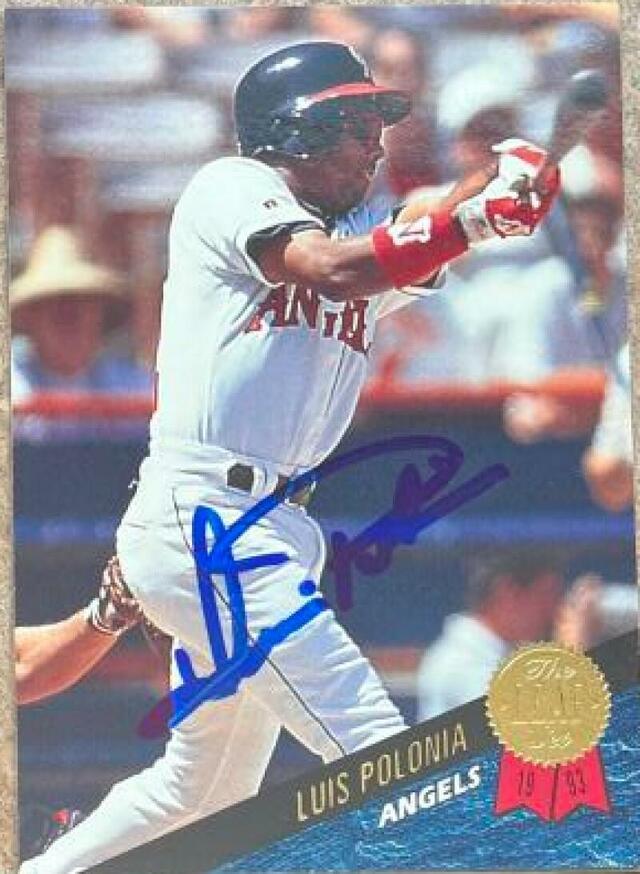 Luis Polonia Signed 1993 Leaf Baseball Card - California Angels - PastPros