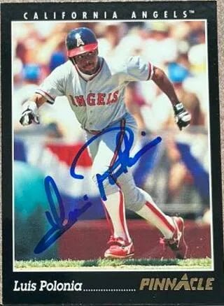 Luis Polonia Signed 1993 Pinnacle Baseball Card - Anaheim Angels