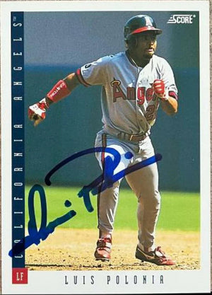 Luis Polonia Signed 1993 Score Baseball Card - California Angels