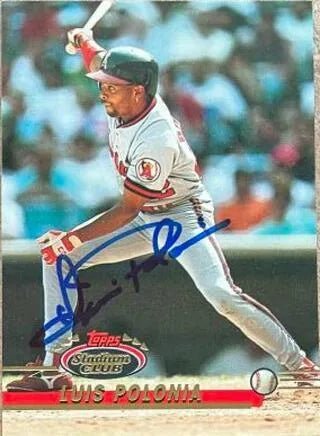 Luis Polonia Signed 1993 Stadium Club Baseball Card - California Angels