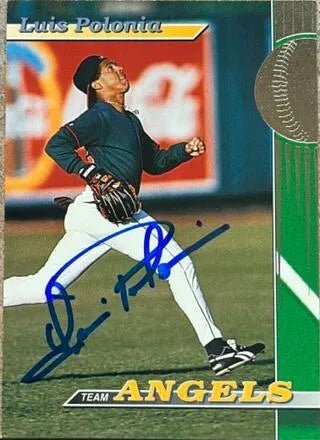 Luis Polonia Signed 1993 Stadium Club Team Baseball Card - California Angels