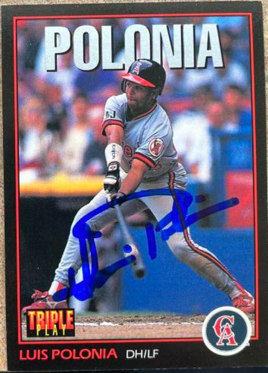 Luis Polonia Signed 1993 Triple Play Baseball Card - California Angels - PastPros