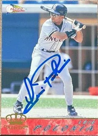 Luis Polonia Signed 1994 Pacific Crown Baseball Card - California Angels