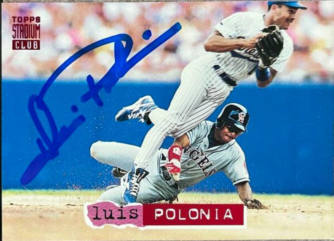 Luis Polonia Signed 1994 Stadium Club Baseball Card - California Angels - PastPros