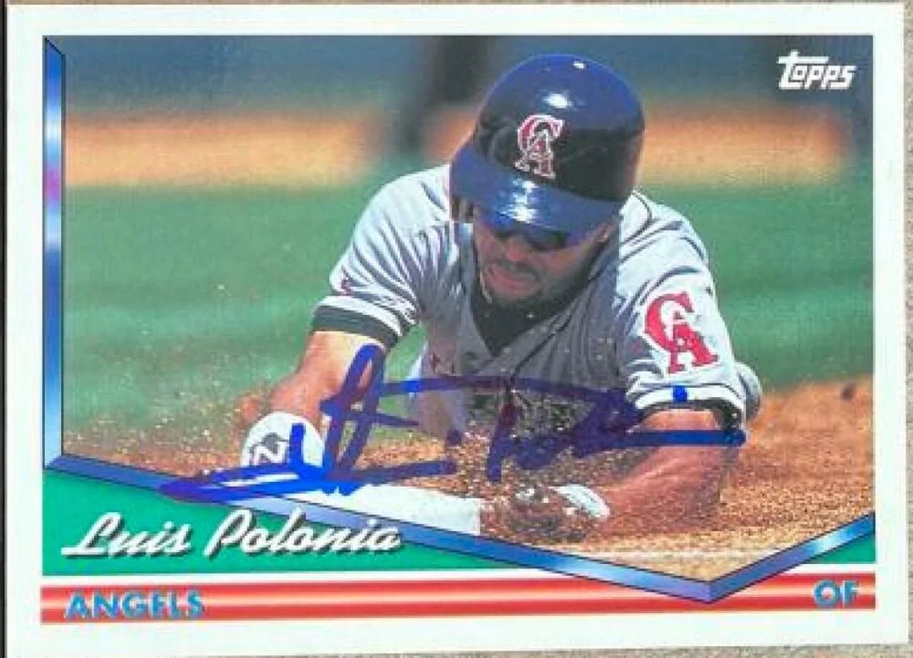 Luis Polonia Signed 1994 Topps Baseball Card - California Angels