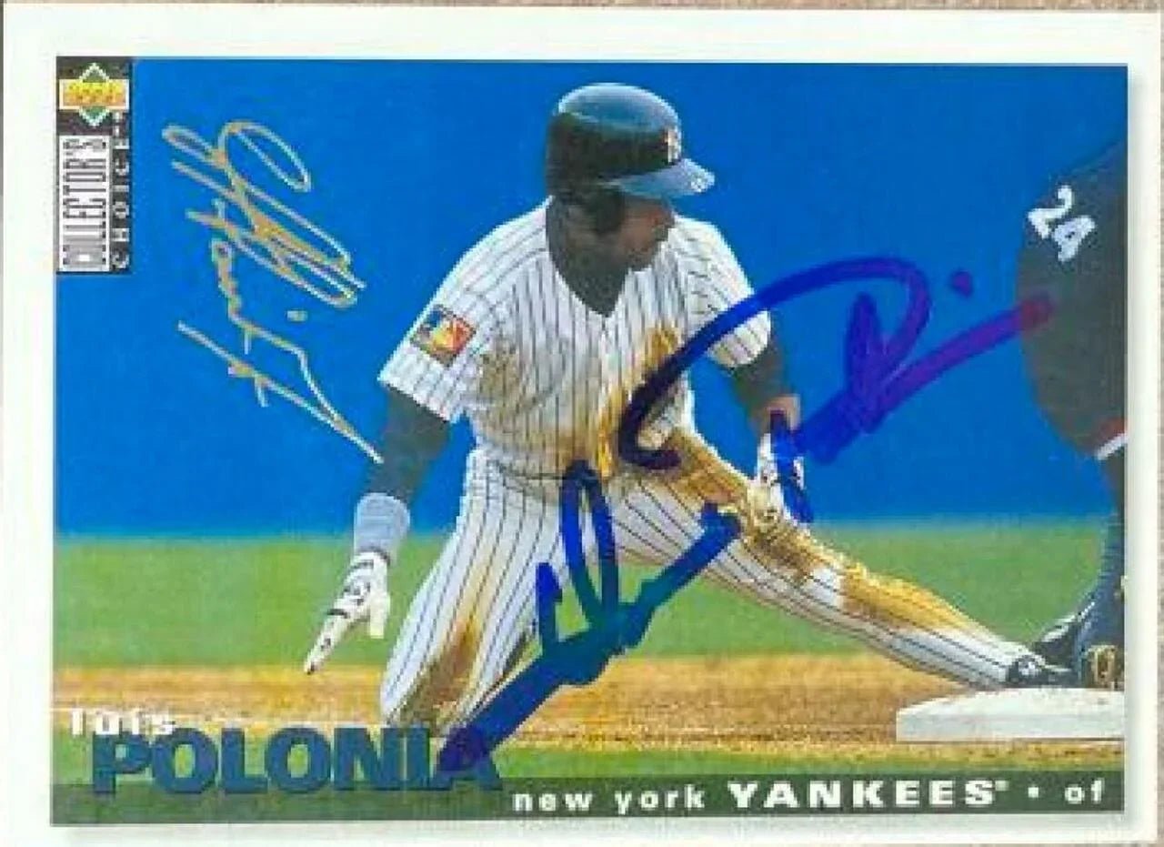Luis Polonia Signed 1995 Collector's Choice Gold Signature Baseball Card - New York Yankees