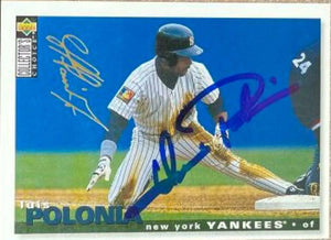 Luis Polonia Signed 1995 Collector's Choice Gold Signature Baseball Card - New York Yankees