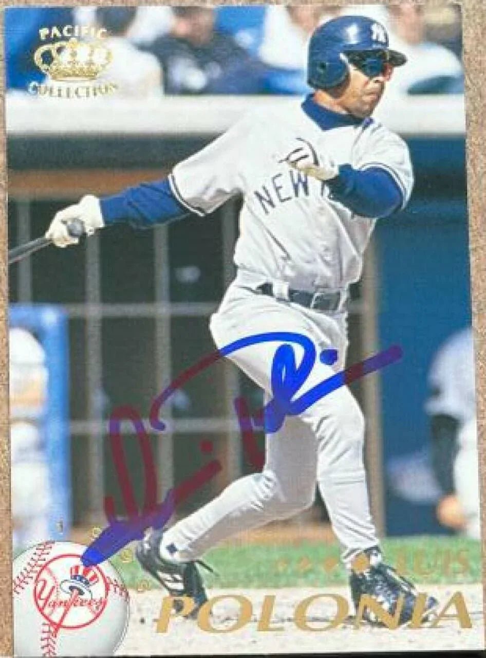 Luis Polonia Signed 1995 Pacific Baseball Card - New York Yankees