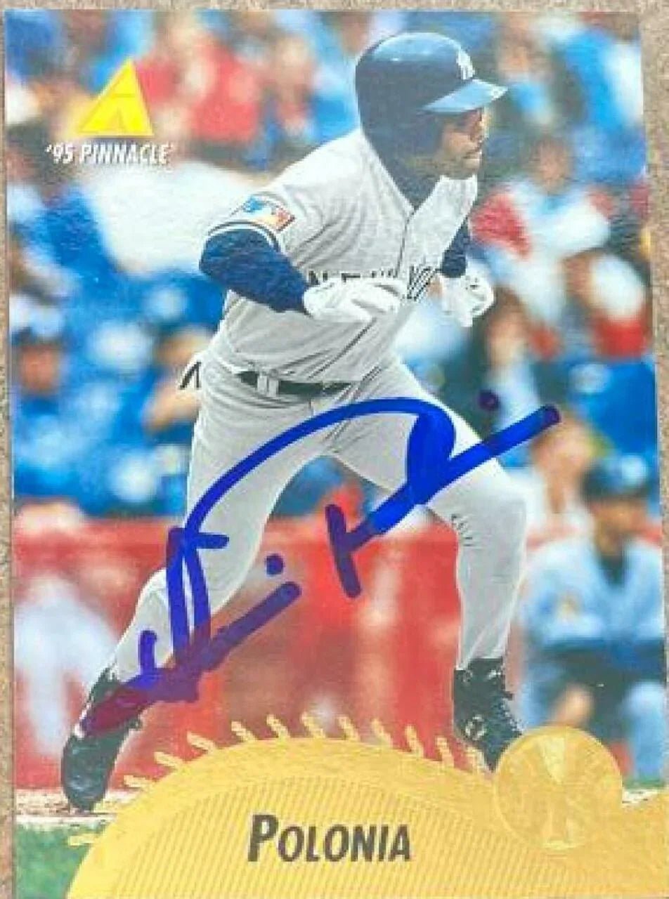 Luis Polonia Signed 1995 Pinnacle Baseball Card - New York Yankees