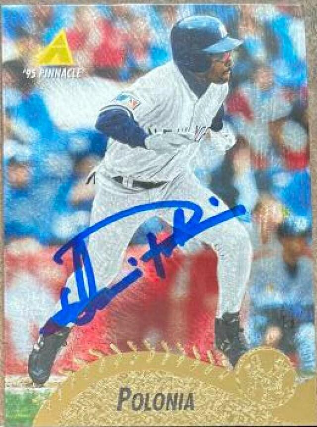 Luis Polonia Signed 1995 Pinnacle Museum Collection Baseball Card - New York Yankees - PastPros