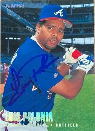 Luis Polonia Signed 1996 Fleer Tiffany Baseball Card - Atlanta Braves