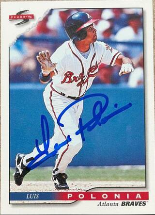 Luis Polonia Signed 1996 Score League Baseball Card - Atlanta Braves - PastPros