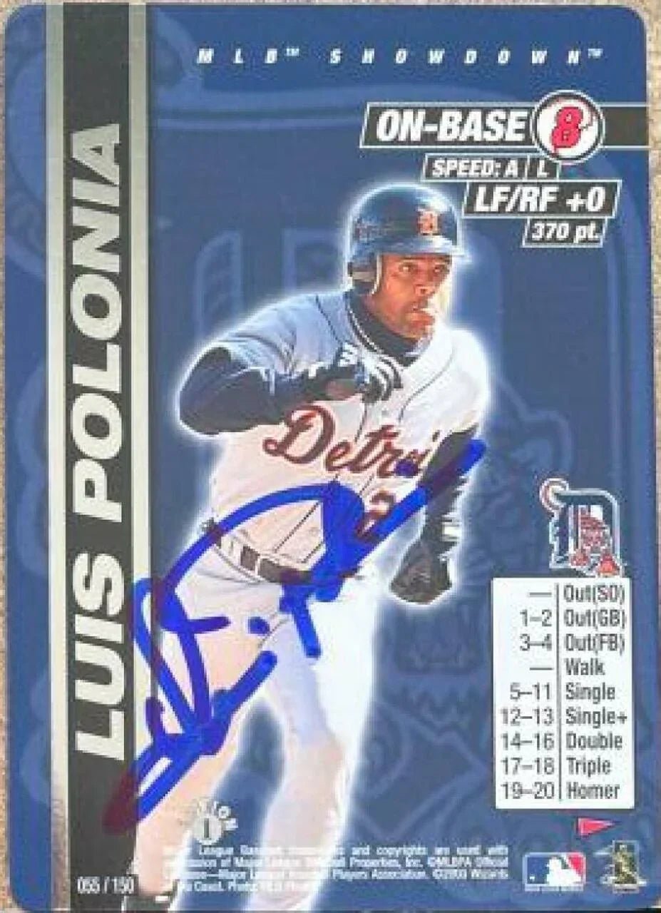 Luis Polonia Signed 2000 MLB Showdown Pennant Run 1st Edition Baseball Card - Detroit Tigers