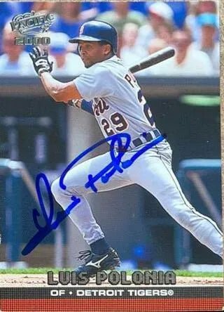 Luis Polonia Signed 2000 Pacific Baseball Card - Detroit Tigers