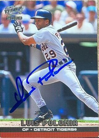 Luis Polonia Signed 2000 Pacific Baseball Card - Detroit Tigers - PastPros