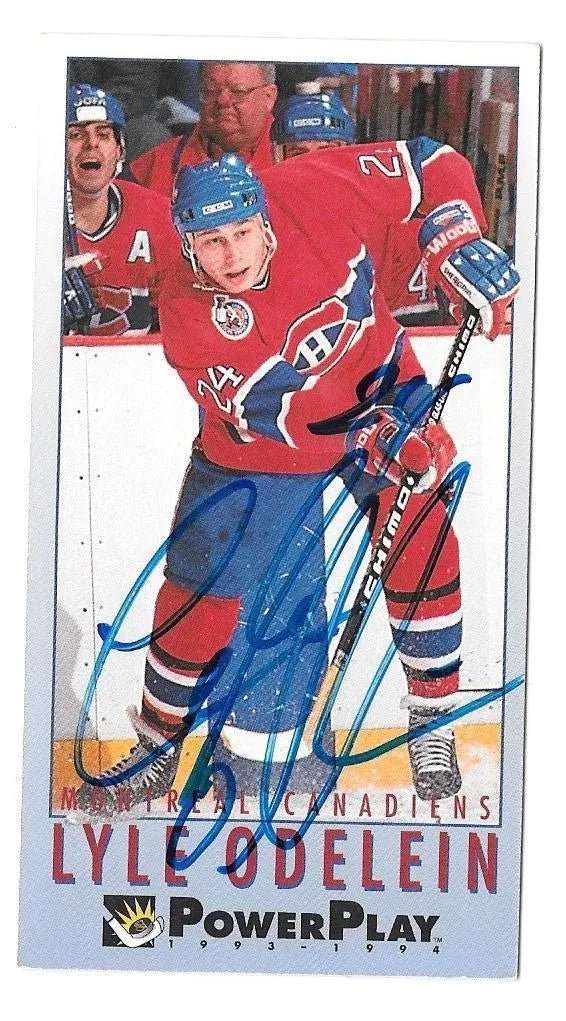 Lyle Odelein Signed 1993-94 Fleer PowerPlay Hockey Card - Montreal Canadiens