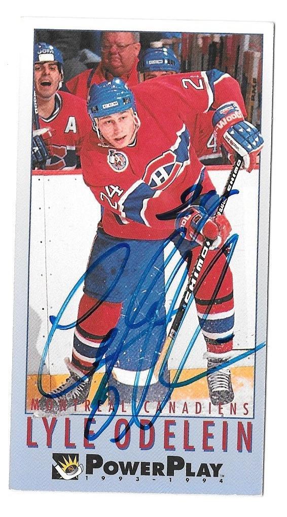 Lyle Odelein Signed 1993-94 Fleer PowerPlay Hockey Card - Montreal Canadiens - PastPros