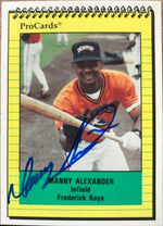 Manny Alexander Signed 1991 Pro Cards Baseball Card