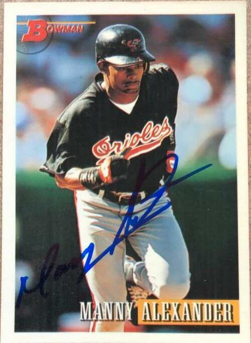 Manny Alexander Signed 1993 Bowman Baseball Card - Baltimore Orioles - PastPros
