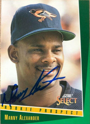 Manny Alexander Signed 1993 Score Select Baseball Card - Baltimore Orioles - PastPros