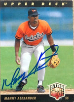 Manny Alexander Signed 1993 Upper Deck Baseball Card - Baltimore Orioles
