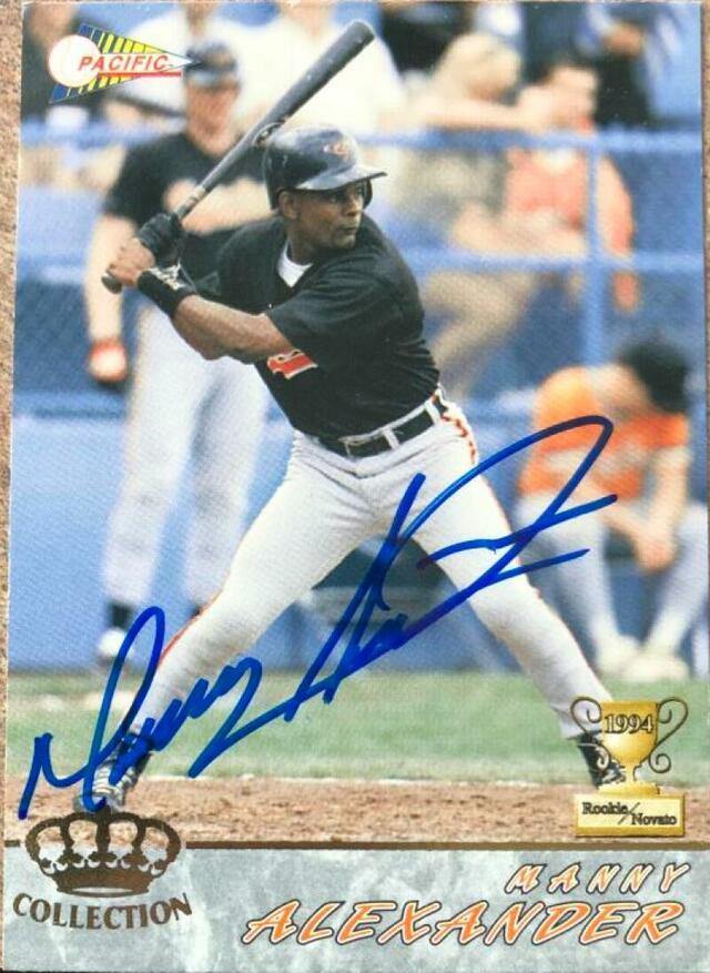 Manny Alexander Signed 1994 Pacific Crown Collection Baseball Card - Baltimore Orioles - PastPros