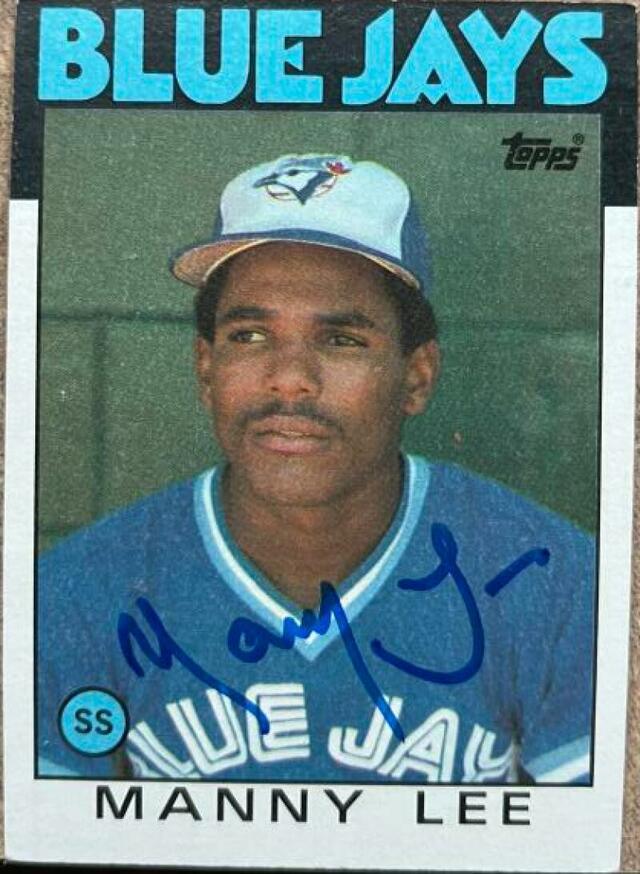 Manny Lee Signed 1986 Topps Baseball Card - Toronto Blue Jays - PastPros