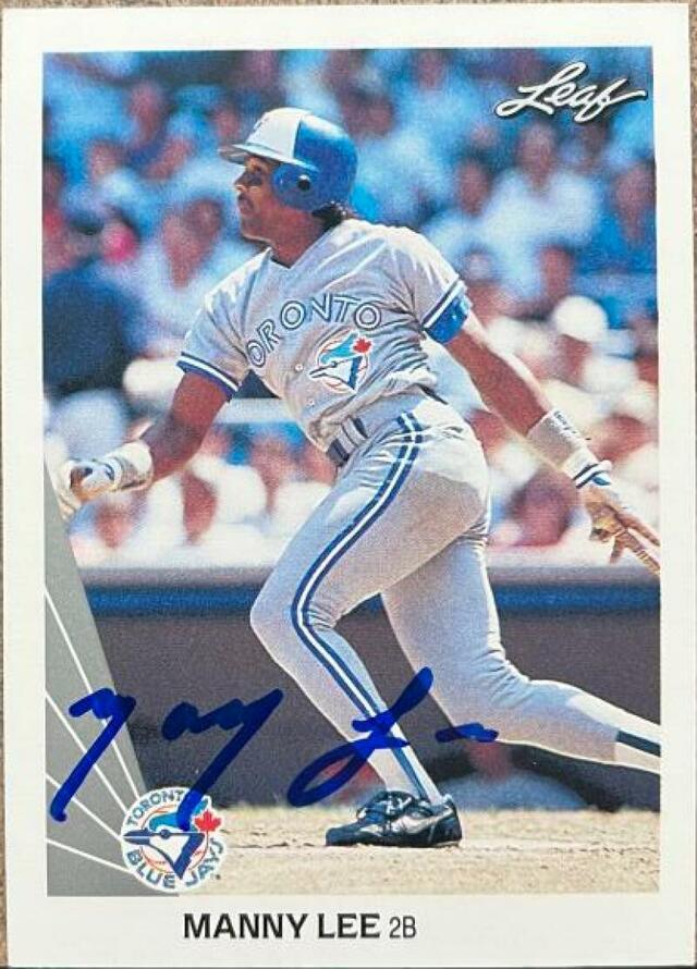 Manny Lee Signed 1990 Leaf Baseball Card - Toronto Blue Jays - PastPros