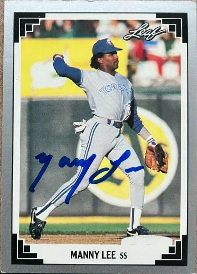 Manny Lee Signed 1991 Leaf Baseball Card - Toronto Blue Jays