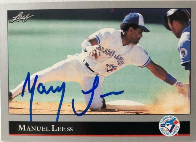 Manny Lee Signed 1992 Leaf Baseball Card - Toronto Blue Jays - PastPros
