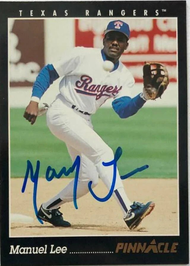 Manny Lee Signed 1993 Pinnacle Baseball Card - Texas Rangers