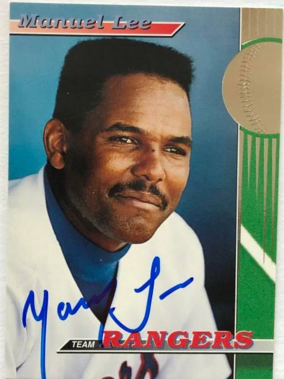Manny Lee Signed 1993 Rangers Stadium Club Baseball Card - Texas Rangers