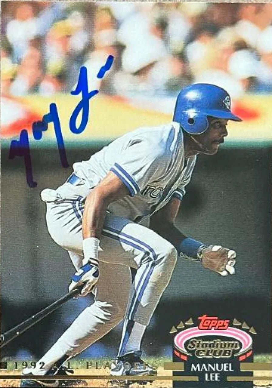 Manny Lee Signed 1993 Stadium Club ALCS Baseball Card - Toronto Blue Jays