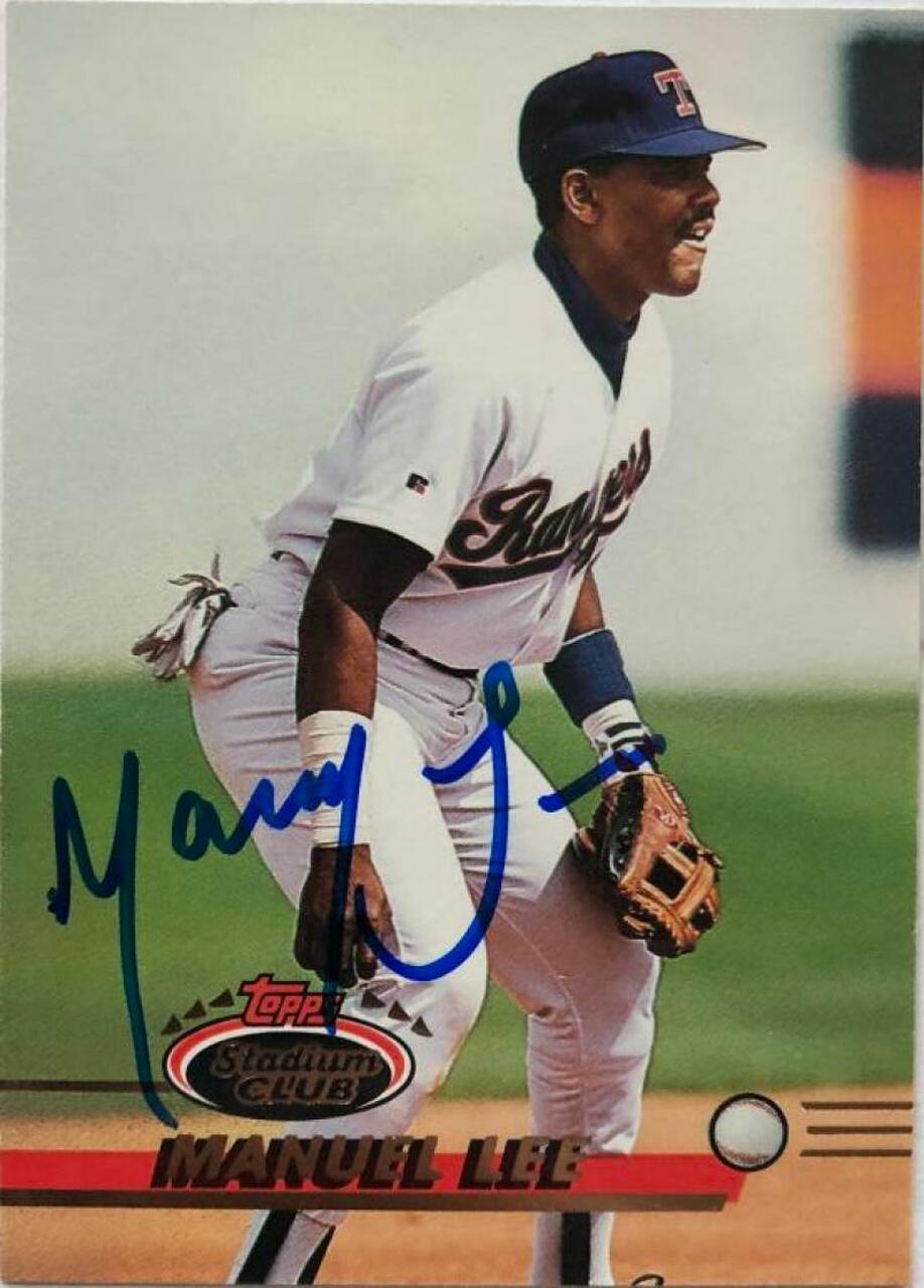 Manny Lee Signed 1993 Topps Stadium Club Baseball Card - Texas Rangers - PastPros