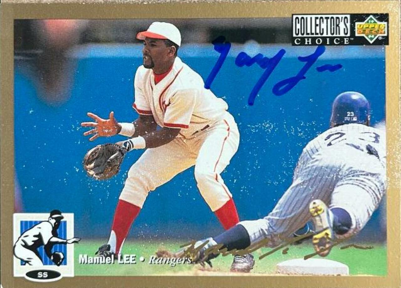 Manny Lee Signed 1994 Collector's Choice Gold Signature Baseball Card - Texas Rangers - PastPros