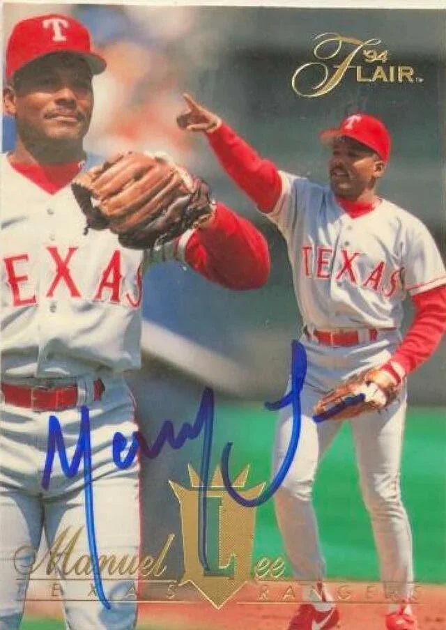 Manny Lee Signed 1994 Flair Baseball Card - Texas Rangers