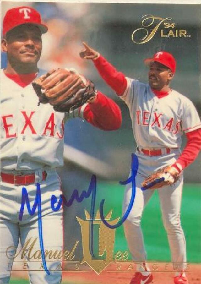 Manny Lee Signed 1994 Flair Baseball Card - Texas Rangers - PastPros