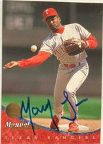 Manny Lee Signed 1994 Leaf Baseball Card - Texas Rangers