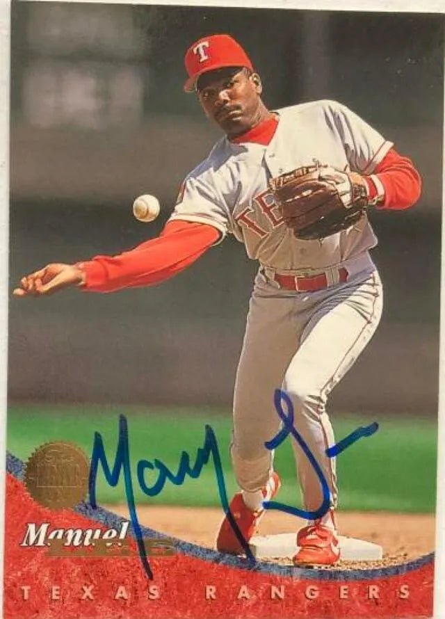 Manny Lee Signed 1994 Leaf Baseball Card - Texas Rangers