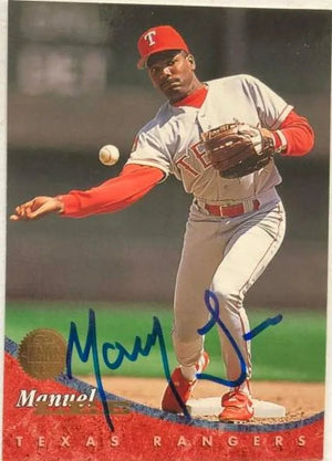Manny Lee Signed 1994 Leaf Baseball Card - Texas Rangers