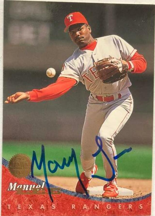 Manny Lee Signed 1994 Leaf Baseball Card - Texas Rangers - PastPros