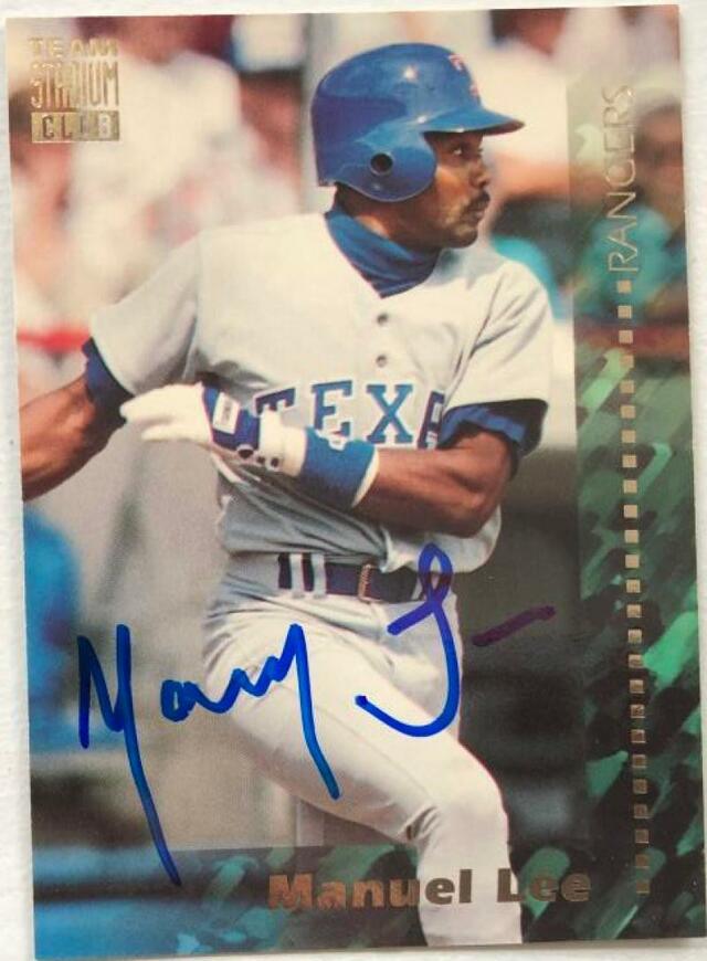 Manny Lee Signed 1994 Stadium Club Team Baseball Card - Texas Rangers - PastPros