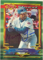 Manny Lee Signed 1994 Topps Finest Baseball Card - Texas Rangers