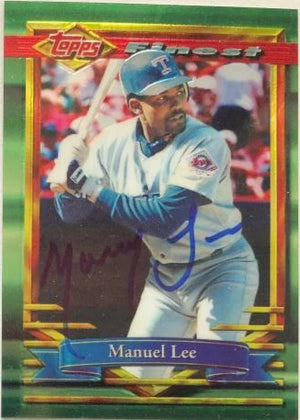Manny Lee Signed 1994 Topps Finest Baseball Card - Texas Rangers