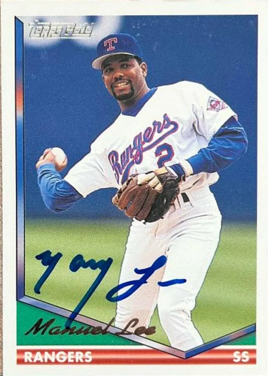 Manny Lee Signed 1994 Topps Gold Baseball Card - Texas Rangers